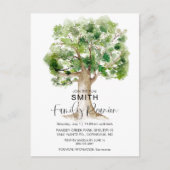 水カラーファミリーツリーファミリー懇親会QR招待状 インビテーションポストカード (正面)