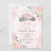 水カラーフラワーズスノーフレークスカーブライダルシャワー 招待状 (正面)