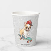 水カラーフランスのブルドッグ紙カップ 紙コップ (裏面)