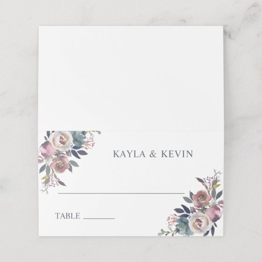 水カラーフローラほこりっぽいバラモーヴブループレイスカー プレイスカード (外部開封)