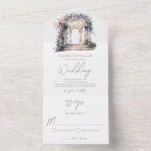 水カラーフローラアーチウェディングRsvp オールインワン招待状 (内側)