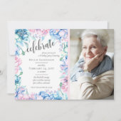 水カラーフローラエレガントファームハウス誕生日写真 招待状 (正面)