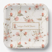 水カラーフローラカウボーイブーツブライダルシャワー ペーパープレート (正面)