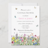 水カラーフローラカップルのシャワー 招待状 (正面)