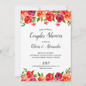 水カラーフローラカップルブライダルシャワー 招待状 (正面)
