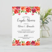 水カラーフローラカップルブライダルシャワー 招待状 (スタンド正面)