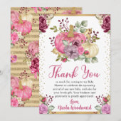 水カラーフローラカボチャ秋ベビーシャワー サンキューカード (正面/裏面)