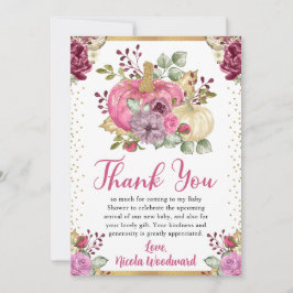 水カラーフローラカボチャ秋ベビーシャワー サンキューカード