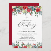 水カラーフローラガーランドウィンター《キリスト教》洗礼式や命名式 招待状 (正面/裏面)