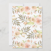 水カラーフローラコアラガールベビーシャワー 招待状 (裏面)