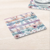 水カラーフローラコースター スクエアペーパーコースター (アングル)