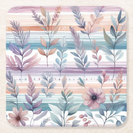 水カラーフローラコースター スクエアペーパーコースター