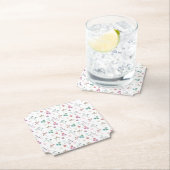 水カラーフローラコースター |ピンク | 6 ct ペーパーコースター (インサイチュ)