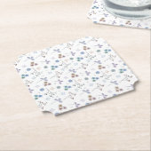 水カラーフローラコースター |青 | 4x4 ペーパーコースター (アングル)