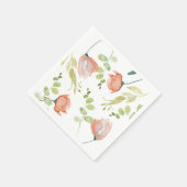 水カラーフローラコーラルグリーンブライダルシャワー スタンダードカクテルナプキン (角)