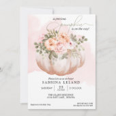 水カラーフローラコーラルピーチカボチャ赤ちゃんシャワー 招待状 (正面)