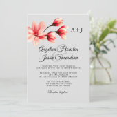水カラーフローラコーラルピーチグレーグレイ結婚ズ 招待状 (スタンド正面)