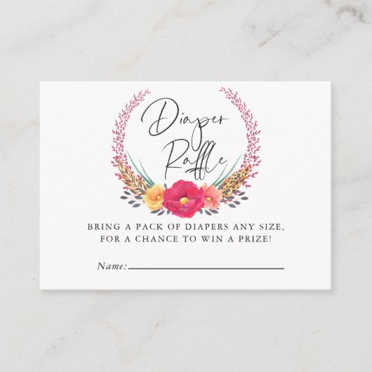 水カラーフローラサファリベイビーシャワーおむつラッフル エンクロージャーカード (正面)