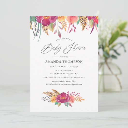 水カラーフローラサファリベイビーシャワー 招待状 (スタンド正面)