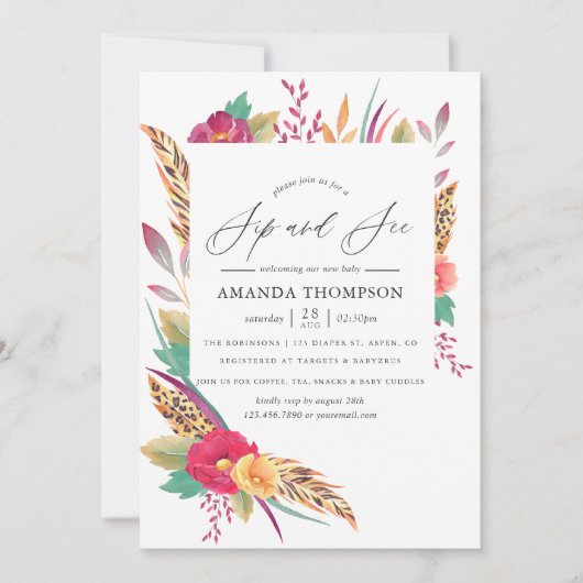 水カラーフローラサファリsipと参照 招待状 (正面)