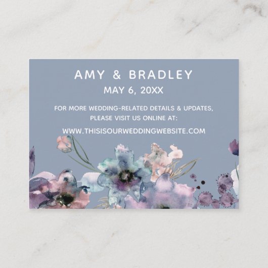 水カラーフローラダスティブルー結婚ズアコモデーション エンクロージャーカード (裏面)