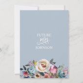 水カラーフローラダスティーブルーバラブライダルシャワー 招待状 (裏面)