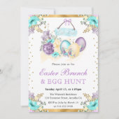 水カラーフローラチョコレート卵イースターブランチ 招待状 (正面)