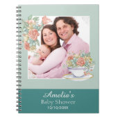 水カラーフローラティーパーティーベビーシャワーゲスト ノートブック (正面)