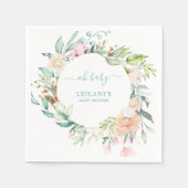 水カラーフローラパステルOhベビーシャワー スタンダードカクテルナプキン (正面)