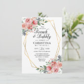 水カラーフローラピンクダスティバラブランチバブリー 招待状 (スタンド正面)