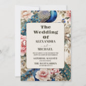 水カラーフローラピーコックチノアイ結婚ズリー 招待状 (正面)