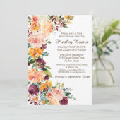 水カラーフローラピーチオレンジバラブライダルシャワー 招待状 (スタンド正面)