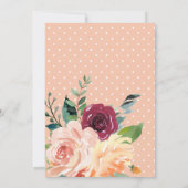 水カラーフローラピーチオレンジバラブライダルシャワー 招待状 (裏面)