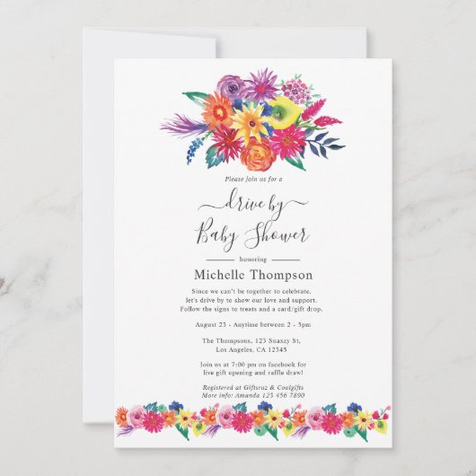 水カラーフローラフェスタドライブバイシャワー 招待状 (正面)