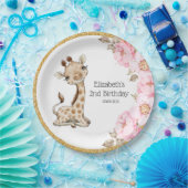 水カラーフローラベビーキラフ牡丹誕生日パペ ペーパープレート (パーティー)