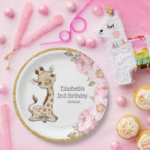 水カラーフローラベビーキラフ牡丹誕生日パペ ペーパープレート (パーティー)