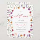 水カラーフローラベビー開花ベビーシャワー 招待状 (正面/裏面)
