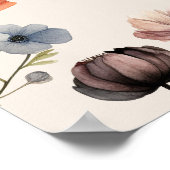 水カラーフローラベージュベビーシャワーウェルカム ポスター (角)