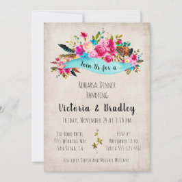 水カラーフローラボホシックリハーサルディナー 招待状