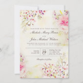 水カラーフローラボホヴィンテージウェディング招待状 招待状 (正面)