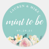 水カラーフローラミントベ結婚式の引き出物 ラウンドシール (正面)