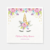 水カラーフローラユニコーンベビーシャワー スタンダードカクテルナプキン (正面)
