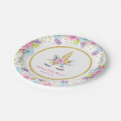 水カラーフローラユニコーンベビーシャワー ペーパープレート (アングル)