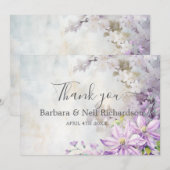 水カラーフローララベンダー結婚ズ・サンキュー サンキューカード (正面/裏面)