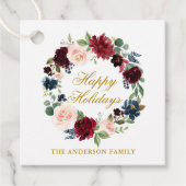 水カラーフローラリースハッピーホリデーズ金ゴールド フェイバータグ (正面)