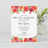 水カラーフローラレッドオレンジブランチバブリー招待状 (スタンド正面)