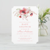 水カラーフローラレッドポピー赤ちゃんシャワー招待状 招待状 (スタンド正面)