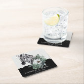水カラーフローラワイルドゼブラサファリ結婚ーズ スクエアペーパーコースター (インサイチュ)