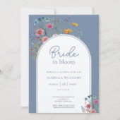 水カラーフローラワイルドフラワーブライダルシャワー 招待状 (正面)