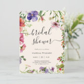 水カラーフローラワイルドフラワーブライダルシャワー 招待状 (スタンド正面)